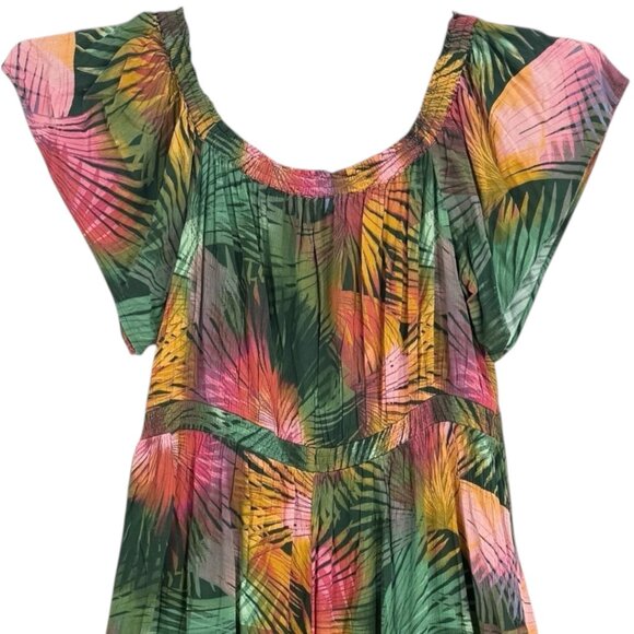 Terra & Sky Women's Off Shoulder Tropical Multicolor Maxi Dress Sz 3X  (24W-26W) - Picture 4 of 13